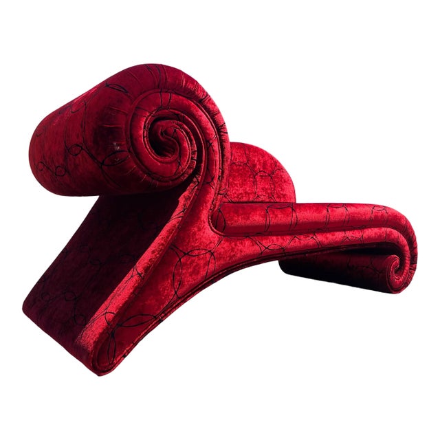 Textile Vintage Vladimir Kagan Style Scroll Chaise For Sale - Image 7 of 7