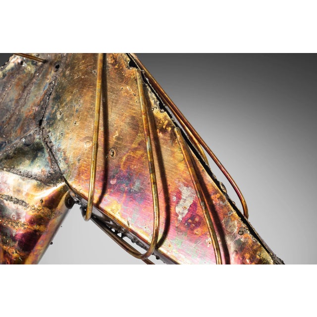 Metal Mid Century Modern / Brutalist Torch Cut Metal Bull Sculpture, USA, circa 1960's For Sale - Image 7 of 9