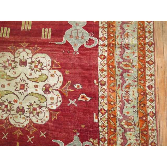 Antique Zabihi Collection Fine Quality Red Turkish Oushak Rug - 7'5" x 10'6" For Sale In New York - Image 6 of 8