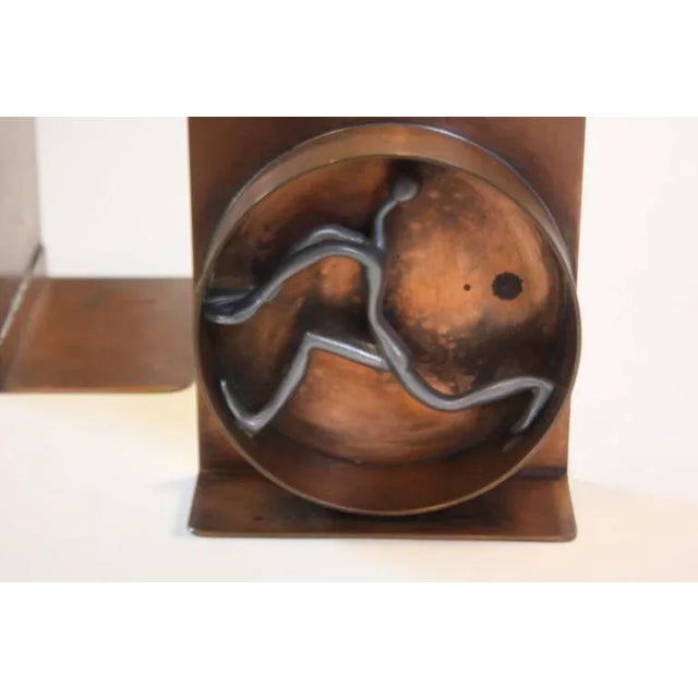 Mid-Century Modern Copper and Pewter Bookends Signed Nelson For Sale - Image 4 of 11
