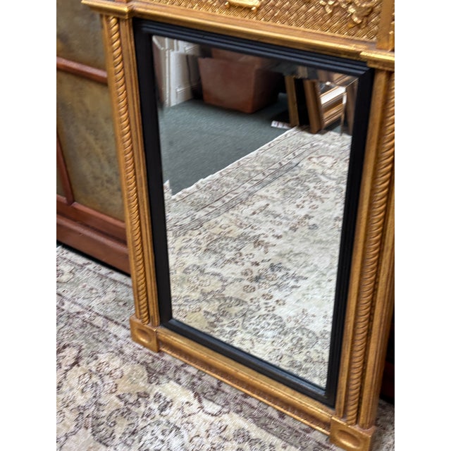 Gold Federal Style Gilt Wood Trumeau Mirror, Vintage For Sale - Image 8 of 12