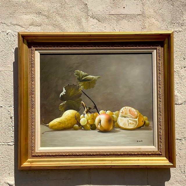 Vintage Boho Original Still Life Oil Painting on Canvas For Sale - Image 4 of 6