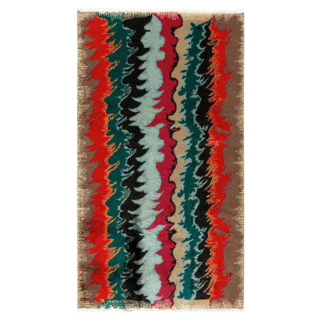 Vintage 1960s Art Deco Long Rug in Red, Green, Multicolor All Over Pattern For Sale In New York - Image 6 of 6