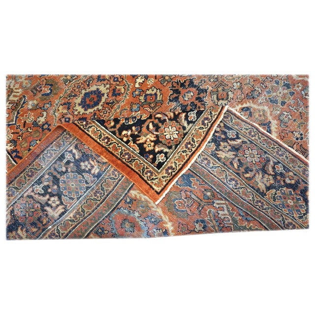 Antique Afghan Sultanabad Masters Wool 8 x 12 Navy, Orange, Red & Ivory Handmade Area Rug #1142130 For Sale In Houston - Image 6 of 8