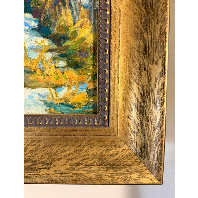 Textile Golden Montana Wilderness, Jin Huang, Original Oil on Canvas, 1999 For Sale - Image 7 of 9