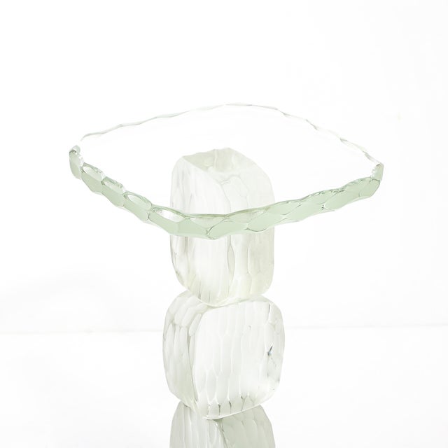 Modernist Hand-Blown Murano Battuto Glass Sculptural Drinks/End Table For Sale - Image 10 of 12