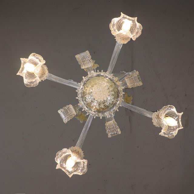 Vintage Baroque Style Floral Gold Inflused Cristallo Murano Chandelier For Sale - Image 9 of 12