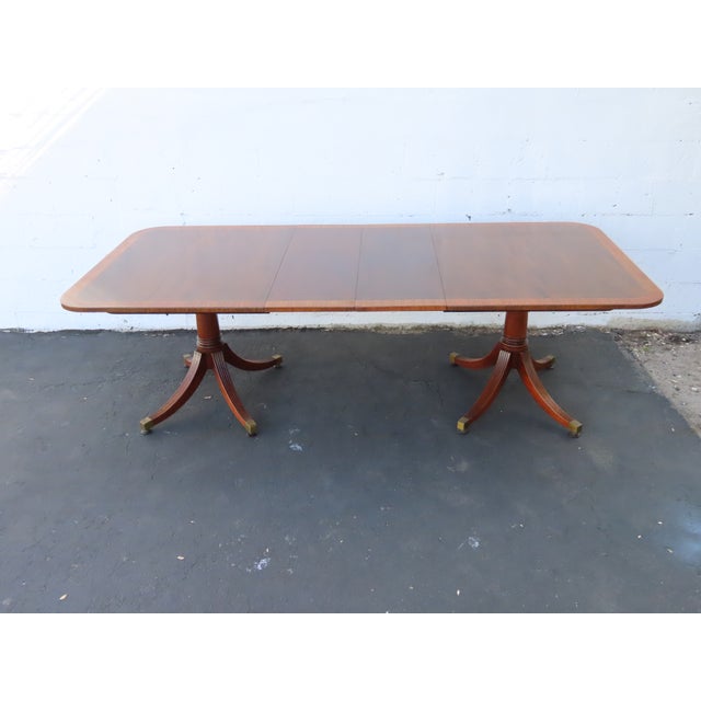 Mahogany Set of Dining Table Six Shield Back Chairs and 2 Leaves 6563 For Sale - Image 9 of 17