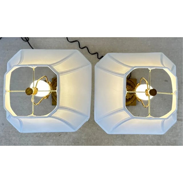 Vintage Regency Chinoiserie Faux Bamboo Metal Table Lamps For Sale - Image 11 of 12