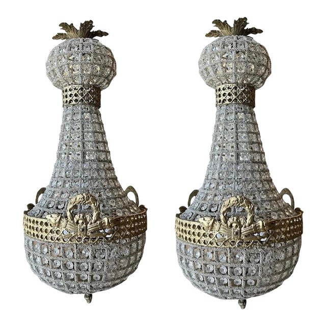 1970s Pair of Peek a Boo Medium Chandeliers For Sale