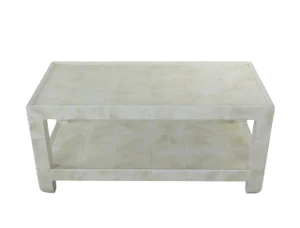 Karl Springer Style Hand-Painted Coffee Table in Faux "Goatskin" Finish,