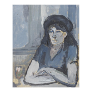 Mid 20th Century Woman in Gray Painting