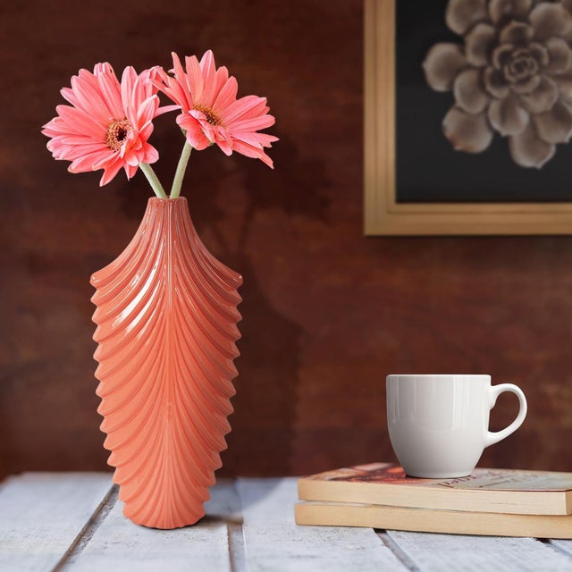 Orange Coral Reef Vase- Short For Sale - Image 8 of 10
