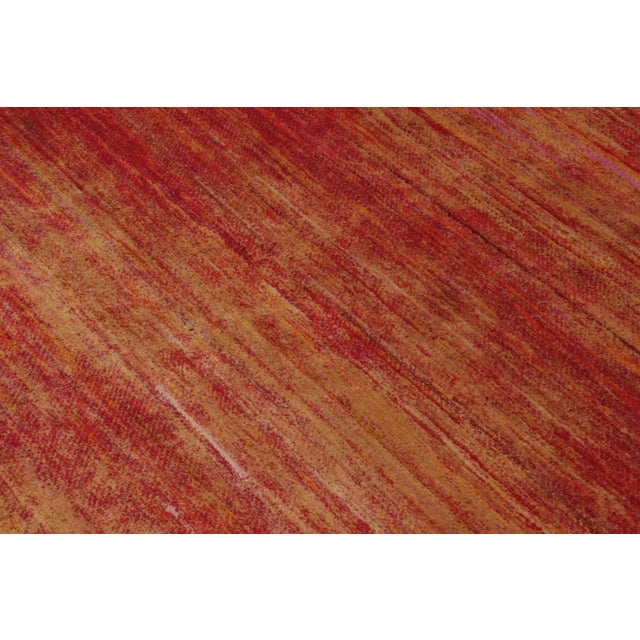 Textile Rug & Kilim’s Modern Textural Rug in Red and Gold Tones and Striae For Sale - Image 7 of 8