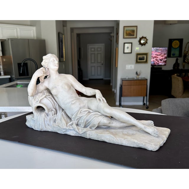 19th-Century Italian White Marble Sculpture Reclining Nymph Woman For Sale - Image 18 of 18