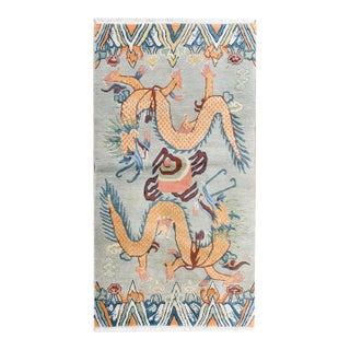 Vintage Tibetan Double-Dragon Rug For Sale
