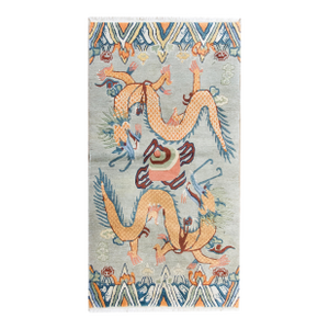Vintage Tibetan Double-Dragon Rug