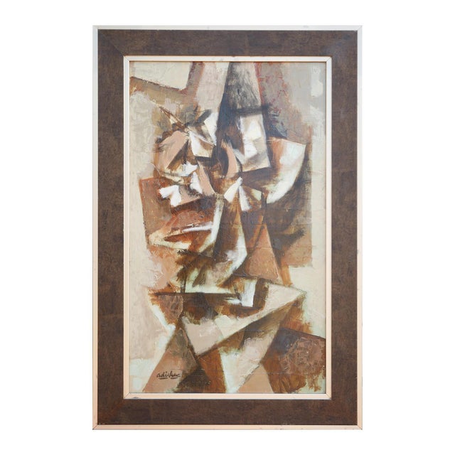 Abstract David Adickes "Abstract Bouquet, Browns #1" Modern Abstract Cubist Floral Still Life Painting, 2007 For Sale - Image 3 of 10