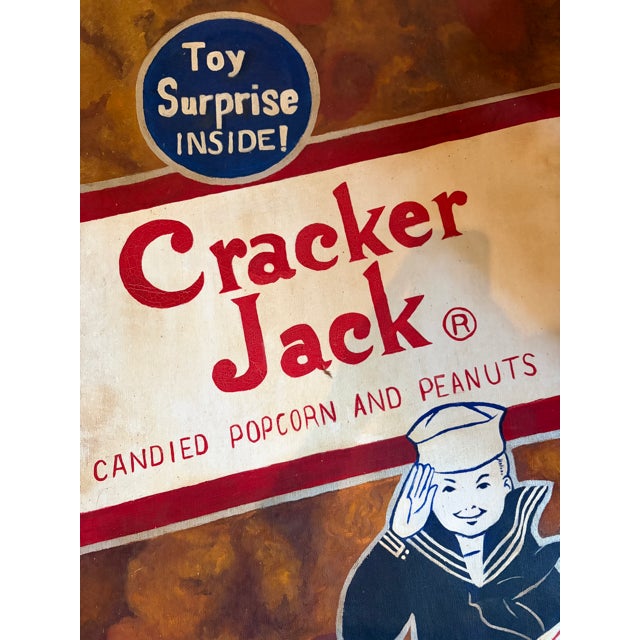 Original hand-painted Cracker Jack advertising canvas on keyed professional stretchers, acquired in the 1970s. Featuring...