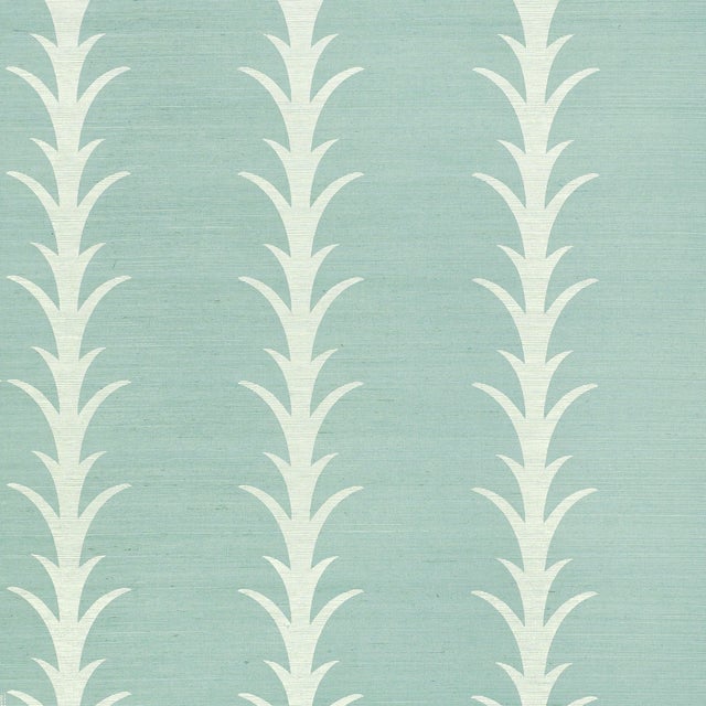 Schumacher X Celerie Kemble Acanthus Stripe Wallpaper in Chambray