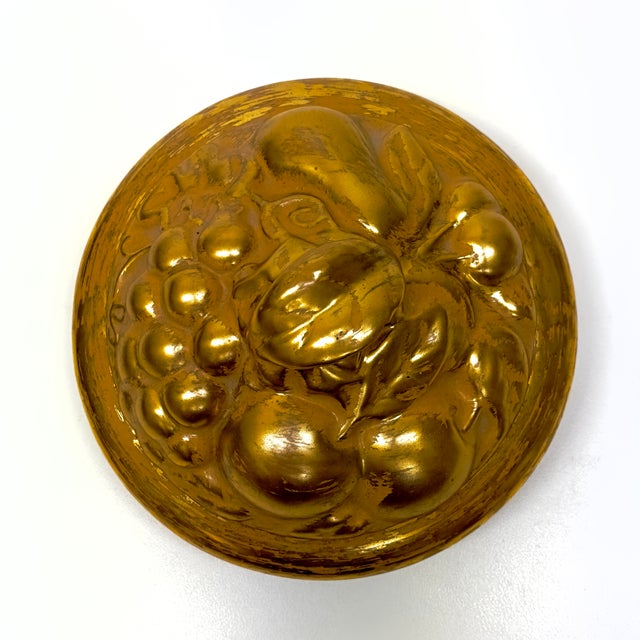 Stangl Vintage Majolica-Style 22k Gold Painted Ceramic Lidded Candy Dish by Stangl Pottery Circa 1950s For Sale - Image 4 of 10