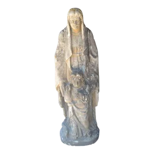 Carved Stone Statue of Saint Anne and Child Mary