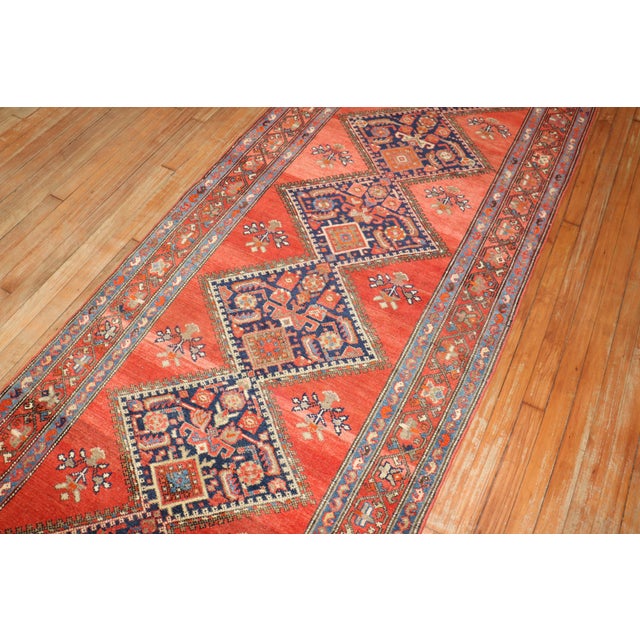 Antique Geometric Persian Malayer Runner - 3'5" x 16'9" For Sale In New York - Image 6 of 11