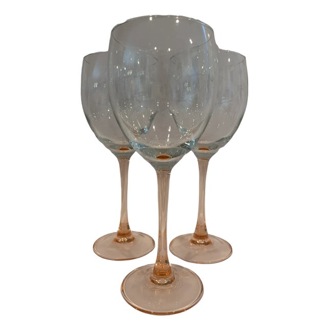 Blush 1990s Blush Stem Wine Glasses- Set of 3 For Sale - Image 8 of 8