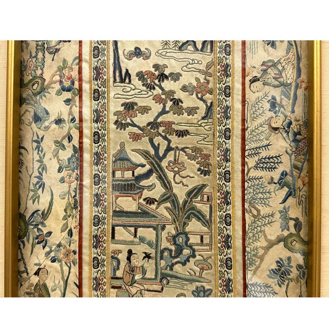 Late Qing Dynasty Antique Chinese Silk Embroidered Panel For Sale In Los Angeles - Image 6 of 10
