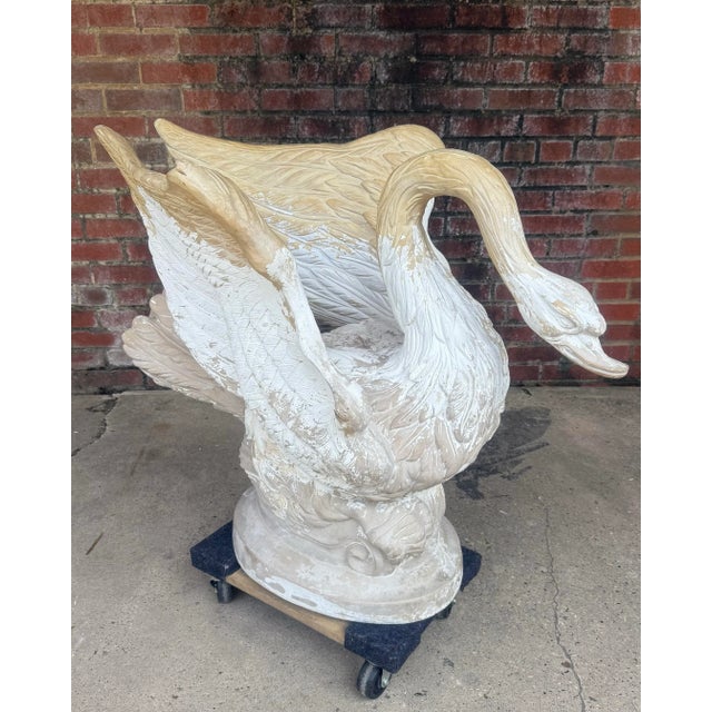 Vintage Hollywood Regency Parcel Gilt Swan Pedestal Dining Table Base - Newly Painted For Sale - Image 12 of 13