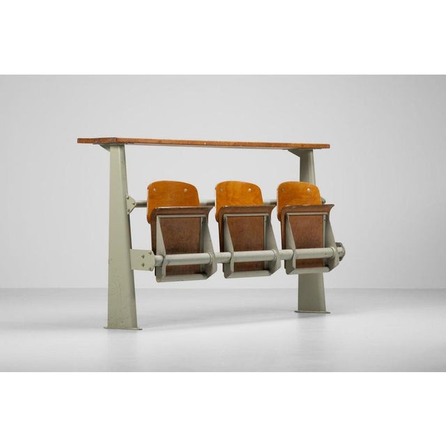 Wood Lectura Hall Chairs attributed to Jean Prouvé for Ensic, France, 1950s For Sale - Image 7 of 18