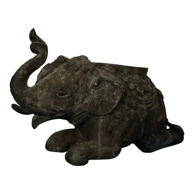 Antique Asian Bronze Cast Iron Caparison Elephant Censer, 1800s For Sale