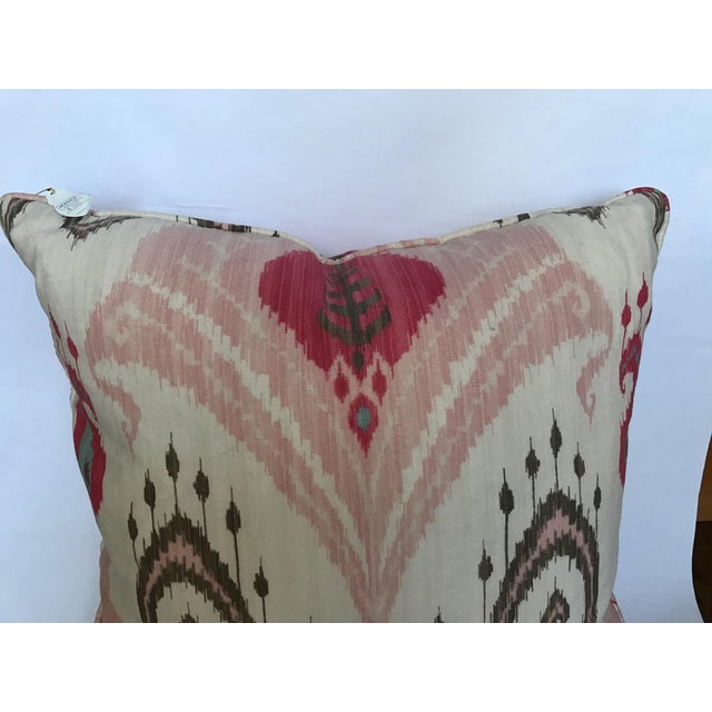 Pink & Brown Ikat Cotton Down Filled Pillows - A Pair For Sale In New York - Image 6 of 9