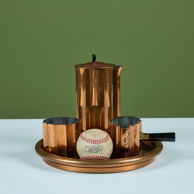 Art Deco Three-Piece Tea Set With Tray by Walter Von Nessen for Chase For Sale - Image 3 of 12