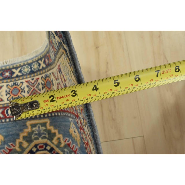 Kazak Runner 2’9” X 9’6” Blue Wool Tribal Hand-Knotted Oriental Rug For Sale - Image 11 of 13