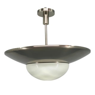 Bauhaus Pendant Light in Nickel and Glass, 1930s For Sale