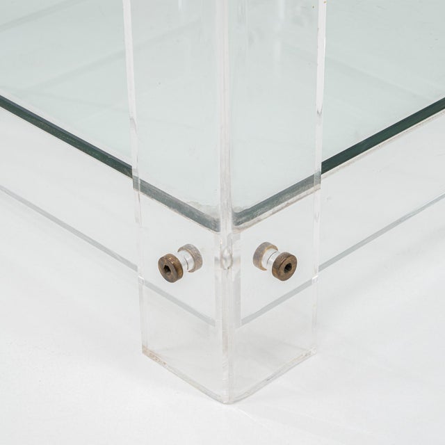 20th Century French Acrylic and Glass "Button Line" Side Tables - A Pair For Sale - Image 12 of 18