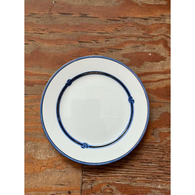 Vintage Boho Christofle "Rubanea Blue" Dinner Plates - A Pair For Sale In West Palm - Image 6 of 8