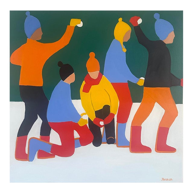 "Snow Play" Modern Oil Painting, by Jennifer Hohlfelder For Sale