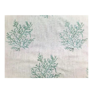 1.5 Yard Kravet Marine Coral Turquoise Ivory Embroidered Cotton Linen Nautical Upholstery Drapery Fabric