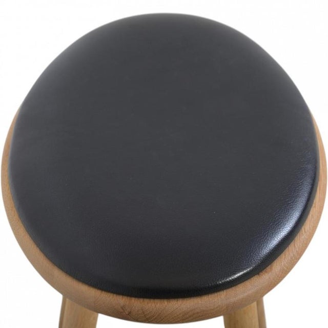 Mater Bar Stool in Oak and Black Leather, 2020 For Sale - Image 4 of 9