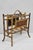 Antique English Victorian Bentwood Bamboo Fretwork Canterbury Two Section Magazine Rack Stand with Red Lacquer Decorated...