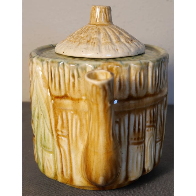 Up for sale is a Circa 1880 J.S. Taft & Co. Pottery Majolica Bamboo Design Teapot Made in Keene, New Hampshire! It...