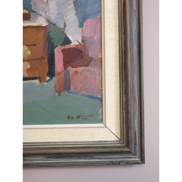 Mid-Century Modern 'The Pastel Room' Original Swedish Expressive Interior Scene Oil Painting, Framed For Sale - Image 10 of 14