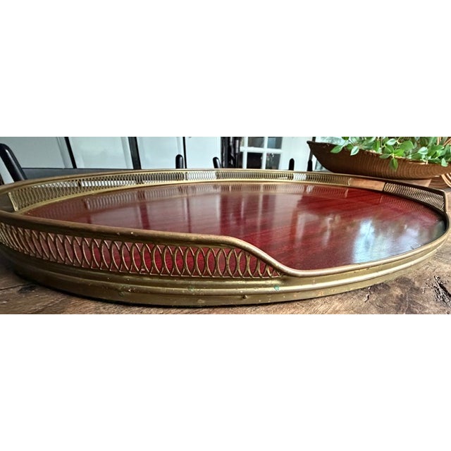 Mid Century Italian Brass and Rosewood Serving Tray in the Manner of Aldo Tura For Sale In New York - Image 6 of 8
