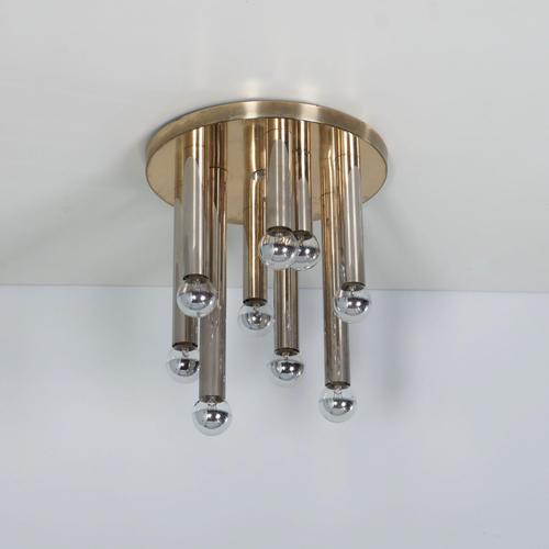 Metal Brass Model 2165 Ceiling Lamp by S.A. Boulanger, 1970s For Sale - Image 7 of 10