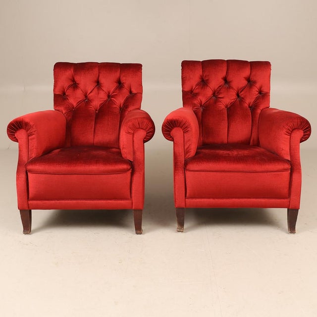 Vintage Red Chairs, 1950s, Set of 2 For Sale - Image 4 of 5