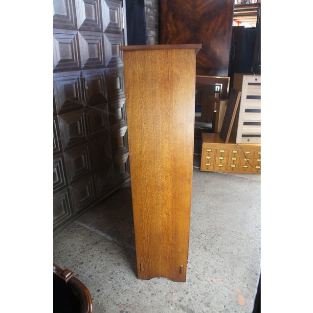 Stickley Quartersawn Oak Mission Bookshelf Bookcase Curio Cabinet 60" For Sale - Image 15 of 16