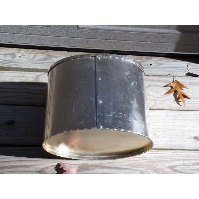 Metal Vintage Arthur Armour Hammered Aluminum Mariners World Map Trash Can Wastebasket For Sale - Image 7 of 13