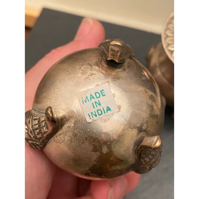 Brass Salt & Pepper Shakers, a Pair For Sale - Image 4 of 5